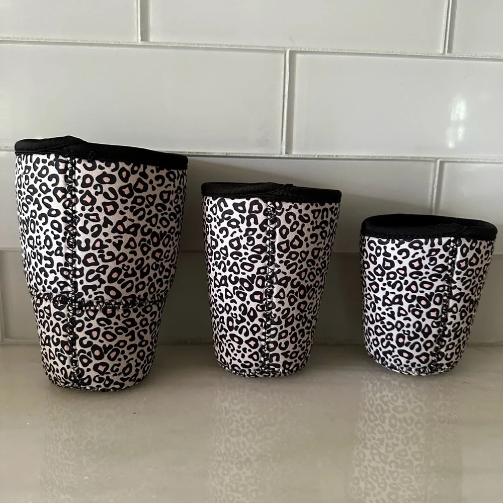 Set of 3 Leopard Print Insulated Drink Holders, hot or cold, New!